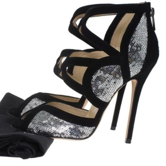 Jimmy Choo classic edition shoes Sequins/Silver black limited edition elegant - Picture 1 of 15